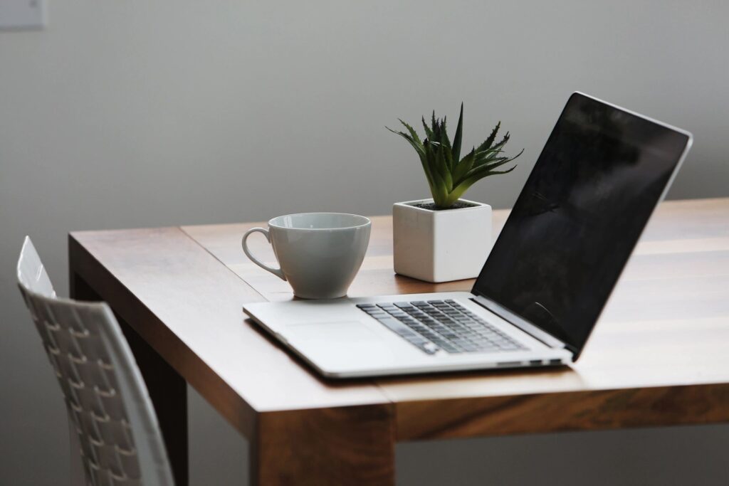 Laptop on a table